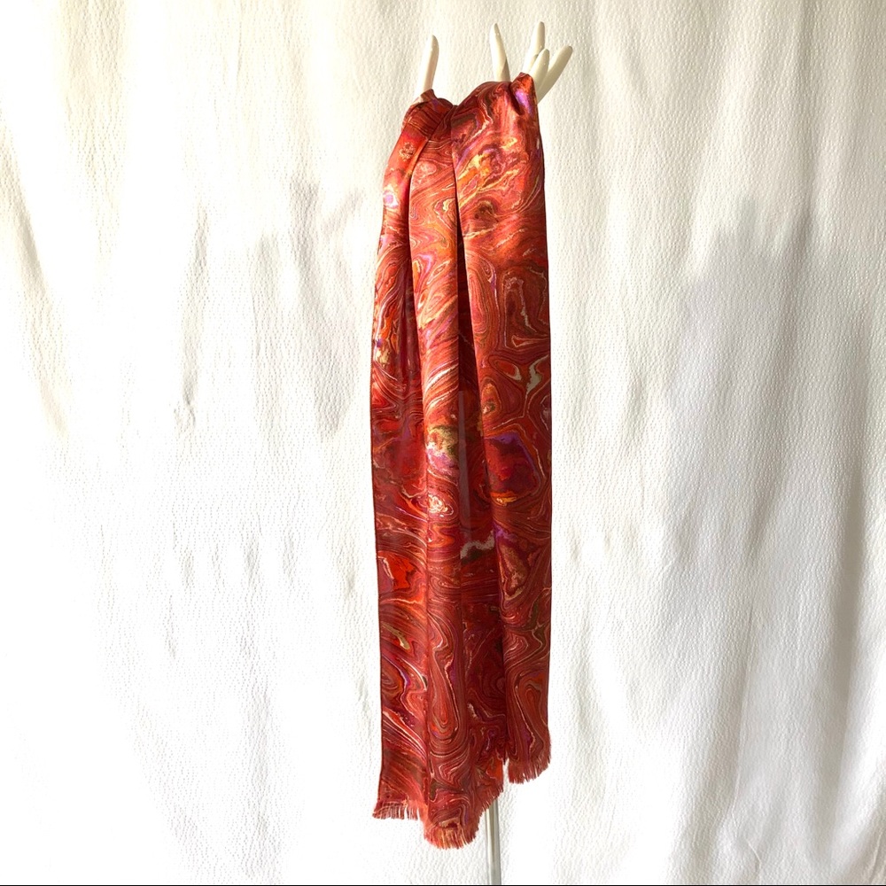 Vintage Mademoiselle Orange Abstract Print Scarf